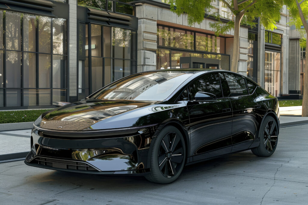 A futuristic black electric car